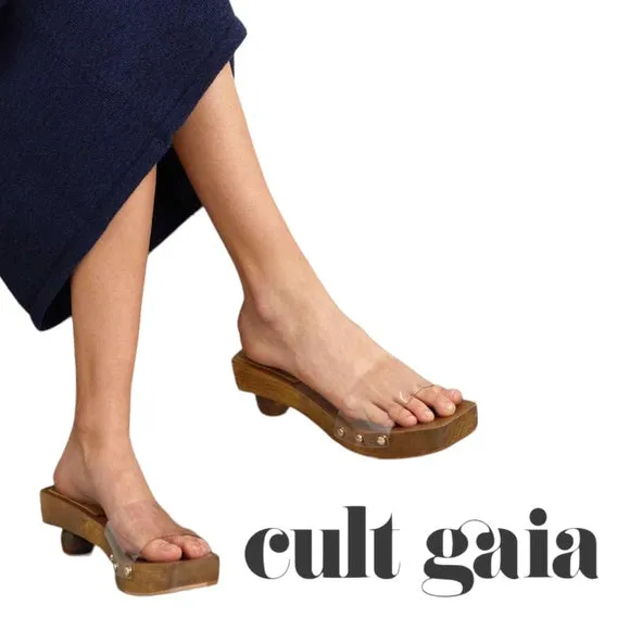 CULT GAIA NIA WOODEN SPHERICAL HEEL SANDALS