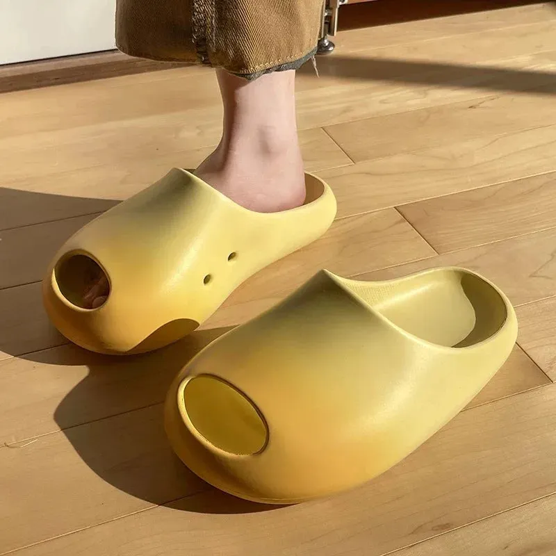 Cute Cartoon Cow Indoor Platform Slippers Women Summer Shoes Thick Sole Anti-slip Home Bathroom Shower Slides For Female