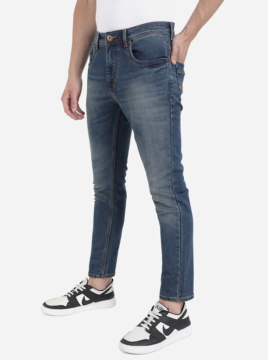 Denim Blue Washed Slim Fit Jeans | Greenfibre