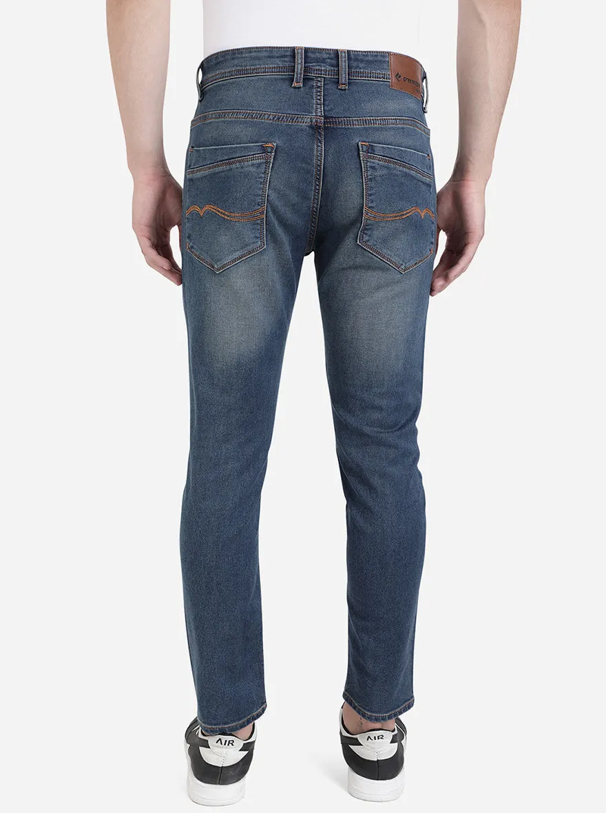 Denim Blue Washed Slim Fit Jeans | Greenfibre