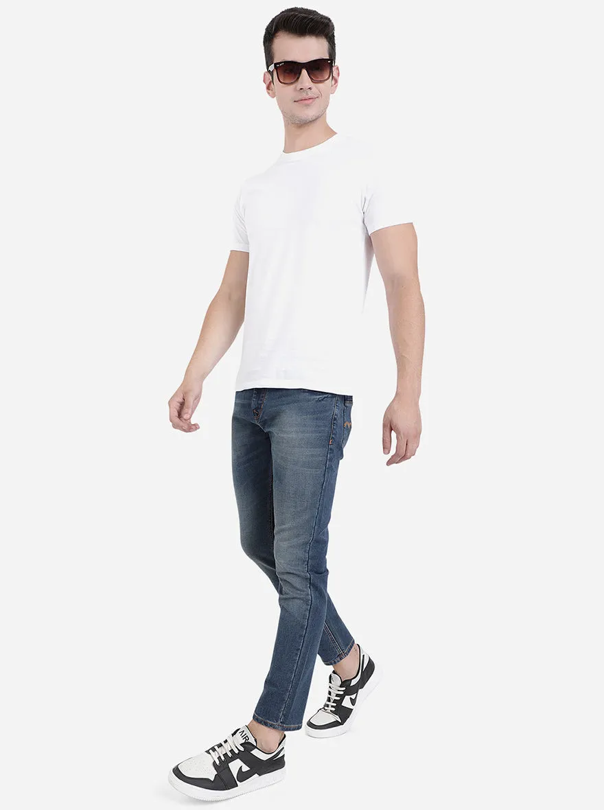 Denim Blue Washed Slim Fit Jeans | Greenfibre