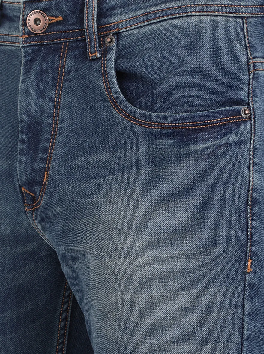 Denim Blue Washed Slim Fit Jeans | Greenfibre