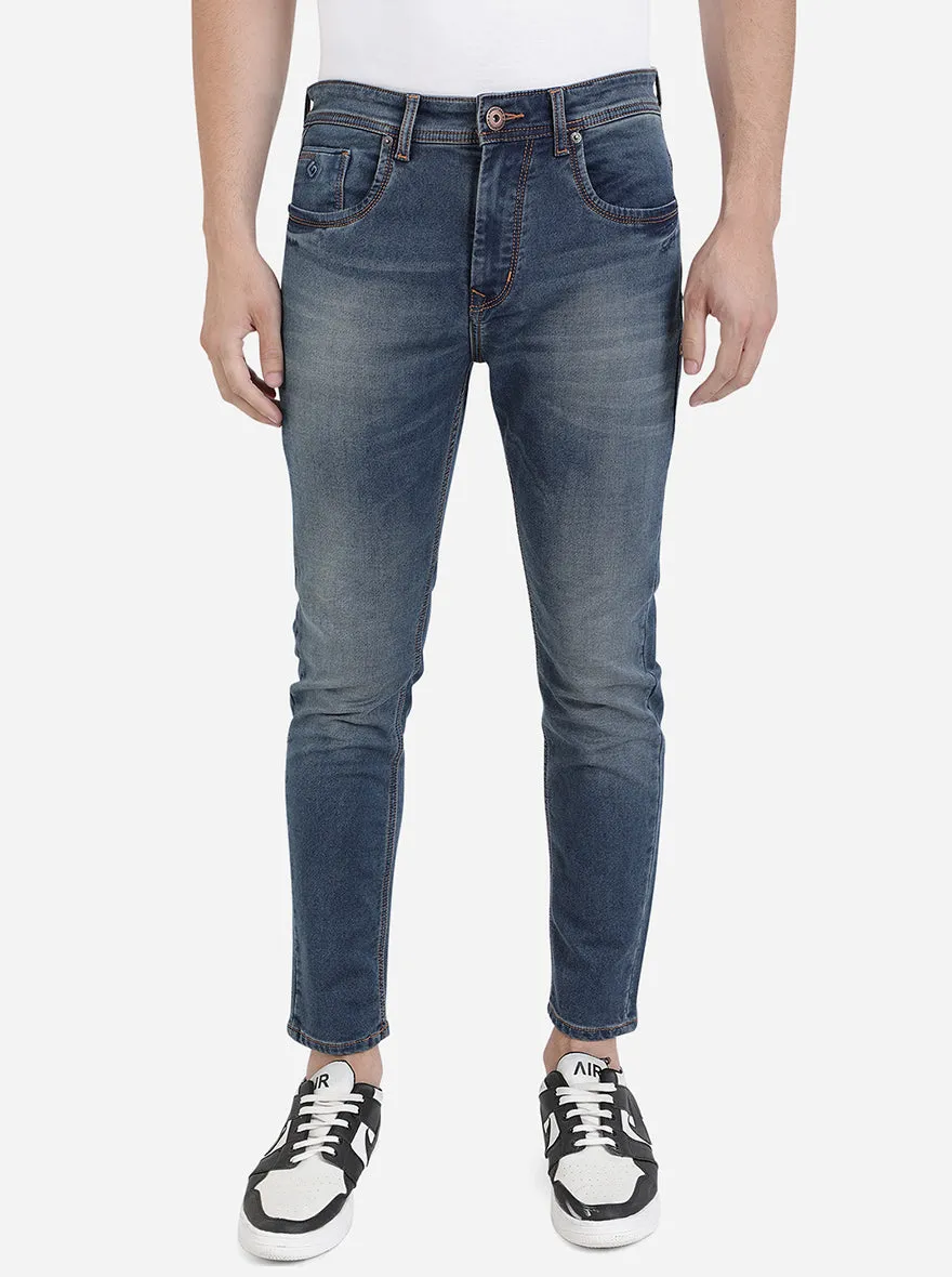 Denim Blue Washed Slim Fit Jeans | Greenfibre