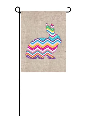 Easter Bunny - Chevron on faux burlap Garden Flag
