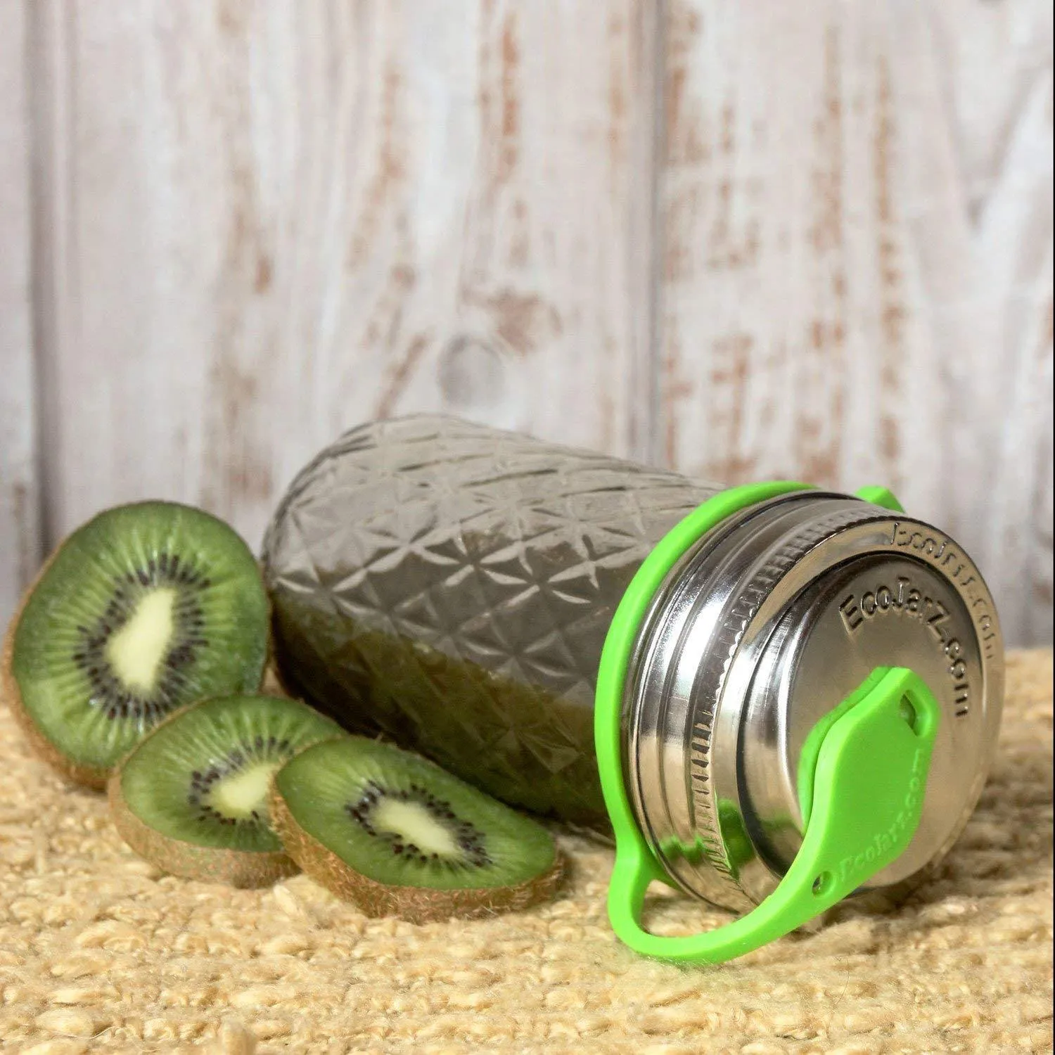 EcoJarz PopTop Sealable Drinking Jar Lid Wide Mouth - Green