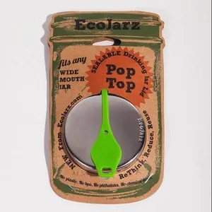 EcoJarz PopTop Sealable Drinking Jar Lid Wide Mouth - Green