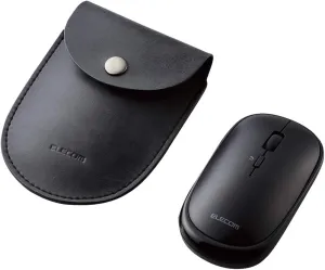 ELECOM Slint Bluetooth Mouse Ultra Slim Design Portable Mouse, Silent Click 4Button Function BlueLED 800/1600 DPI with Mouse Case M-TM10BBBK,BLACK