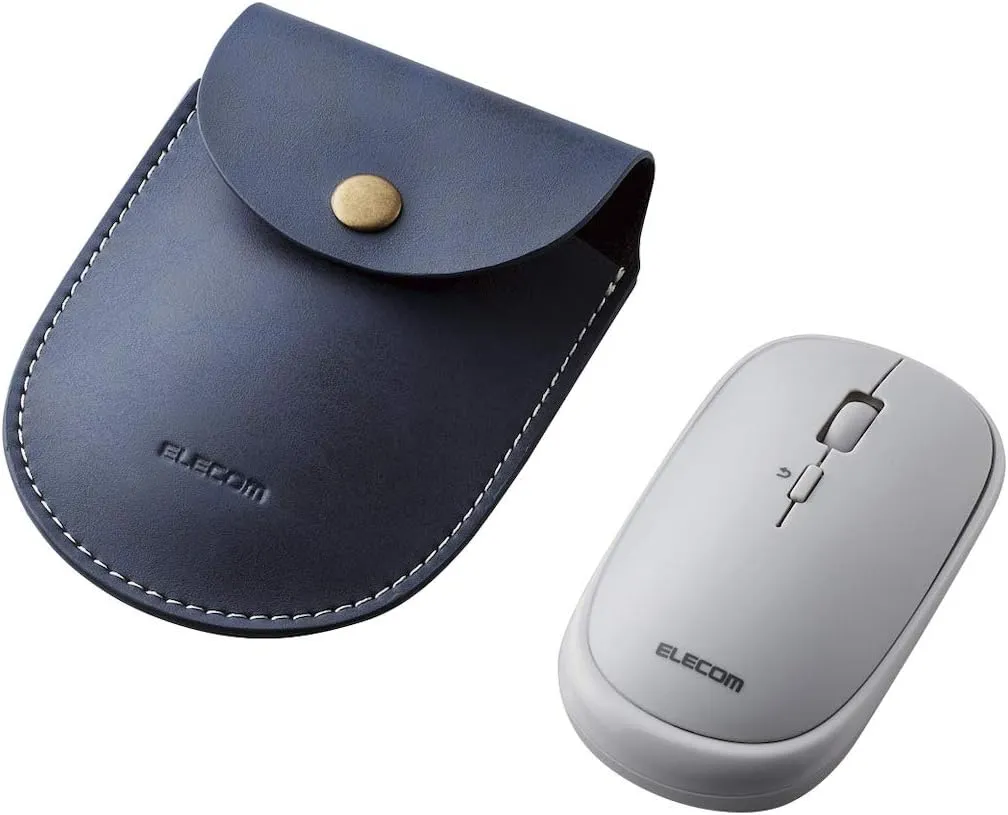 ELECOM Slint Bluetooth Mouse Ultra Slim Design Portable Mouse, Silent Click 4Button Function BlueLED 800/1600 DPI with Mouse Case M-TM10BBGY,Bluetooth,GRAY