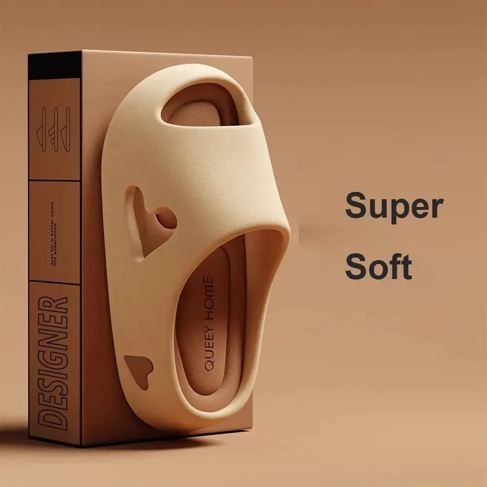 Fashion Slippers New Solid Color Non-slip Beach Slides Thick Shower Shoes Women