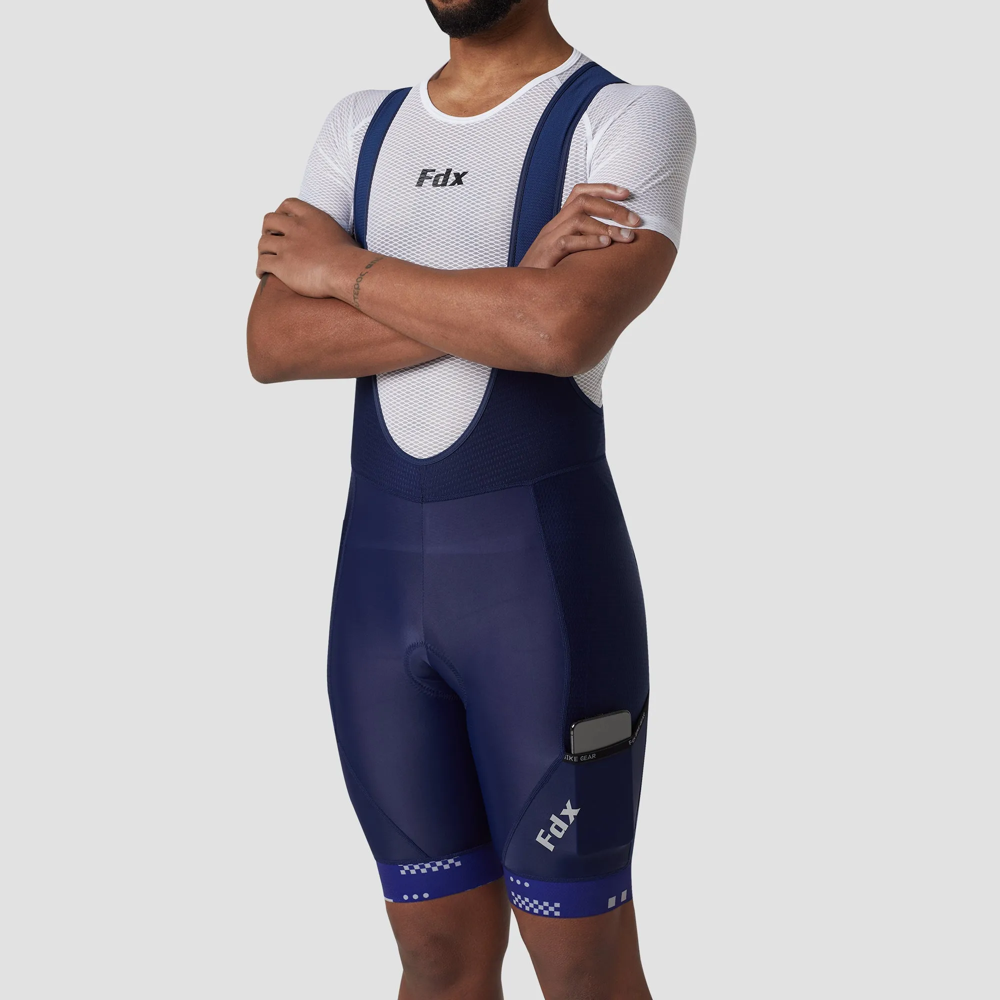 Fdx All Day Navy Blue Men's & Boy's Gel Padded Summer Cycling Cargo Bib Shorts