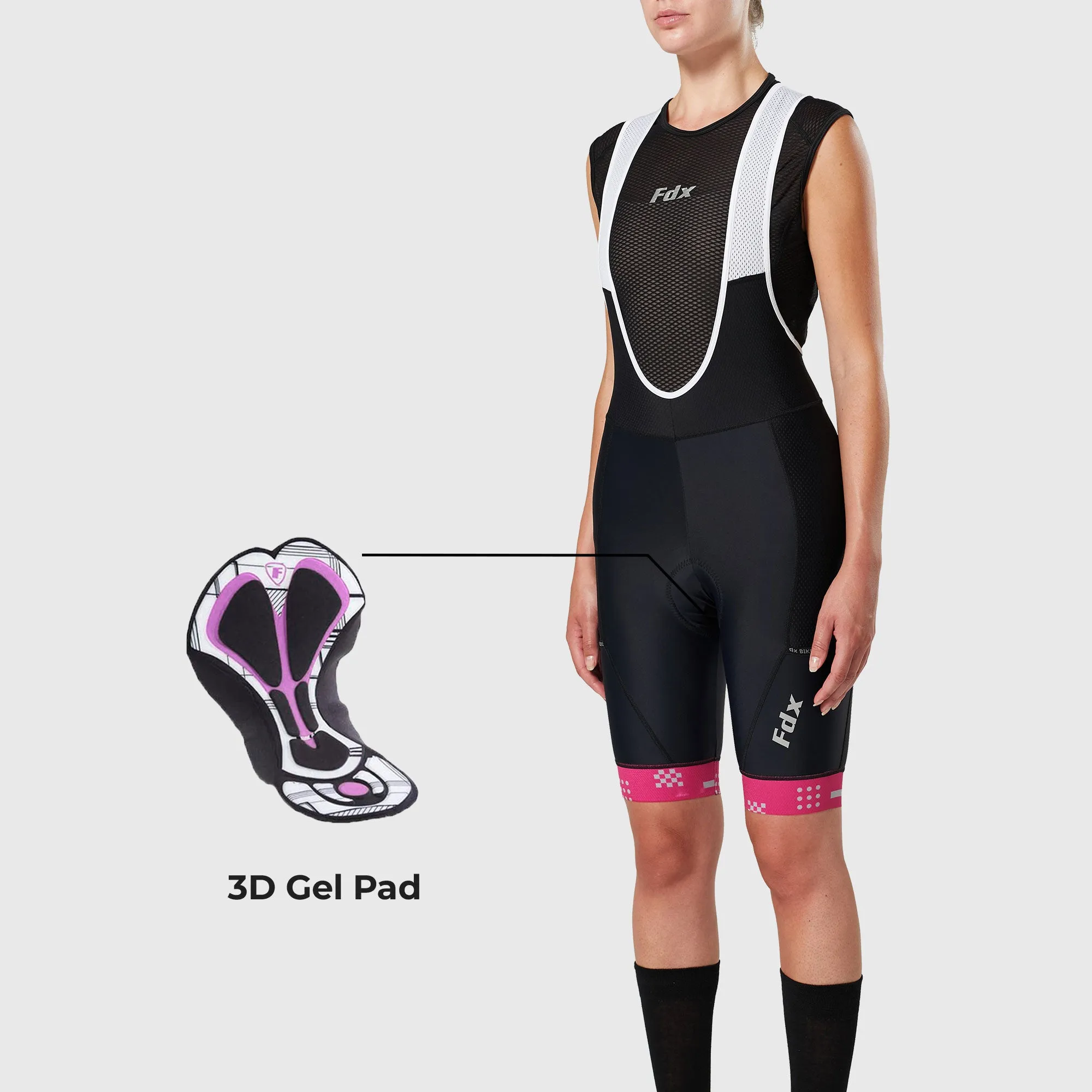 Fdx All Day Pink Women's & Girl's Padded Summer Cycling Cargo Bib Shorts