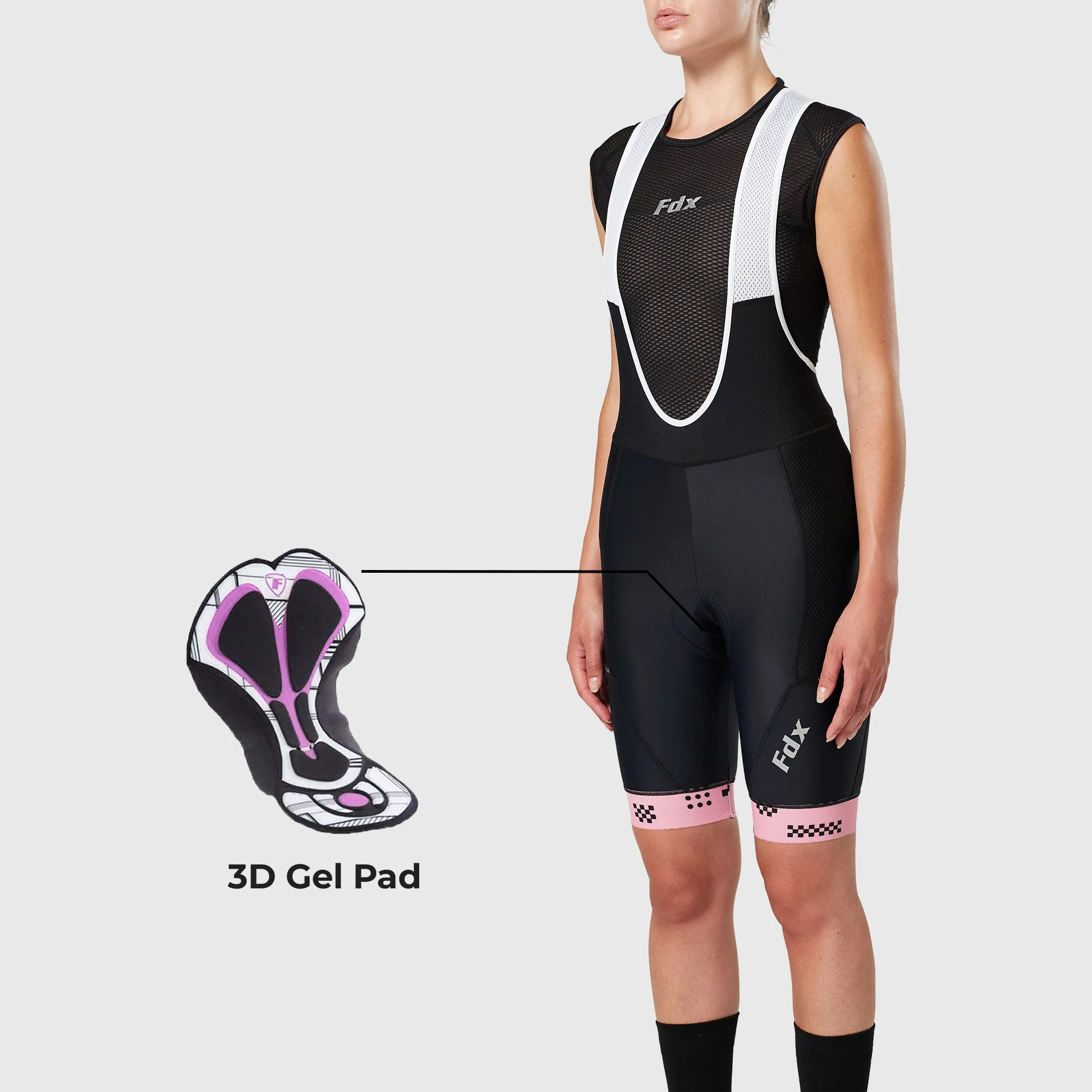 Fdx All Day Tea Pink Women's & Girl's Padded Summer Cycling Cargo Bib Shorts