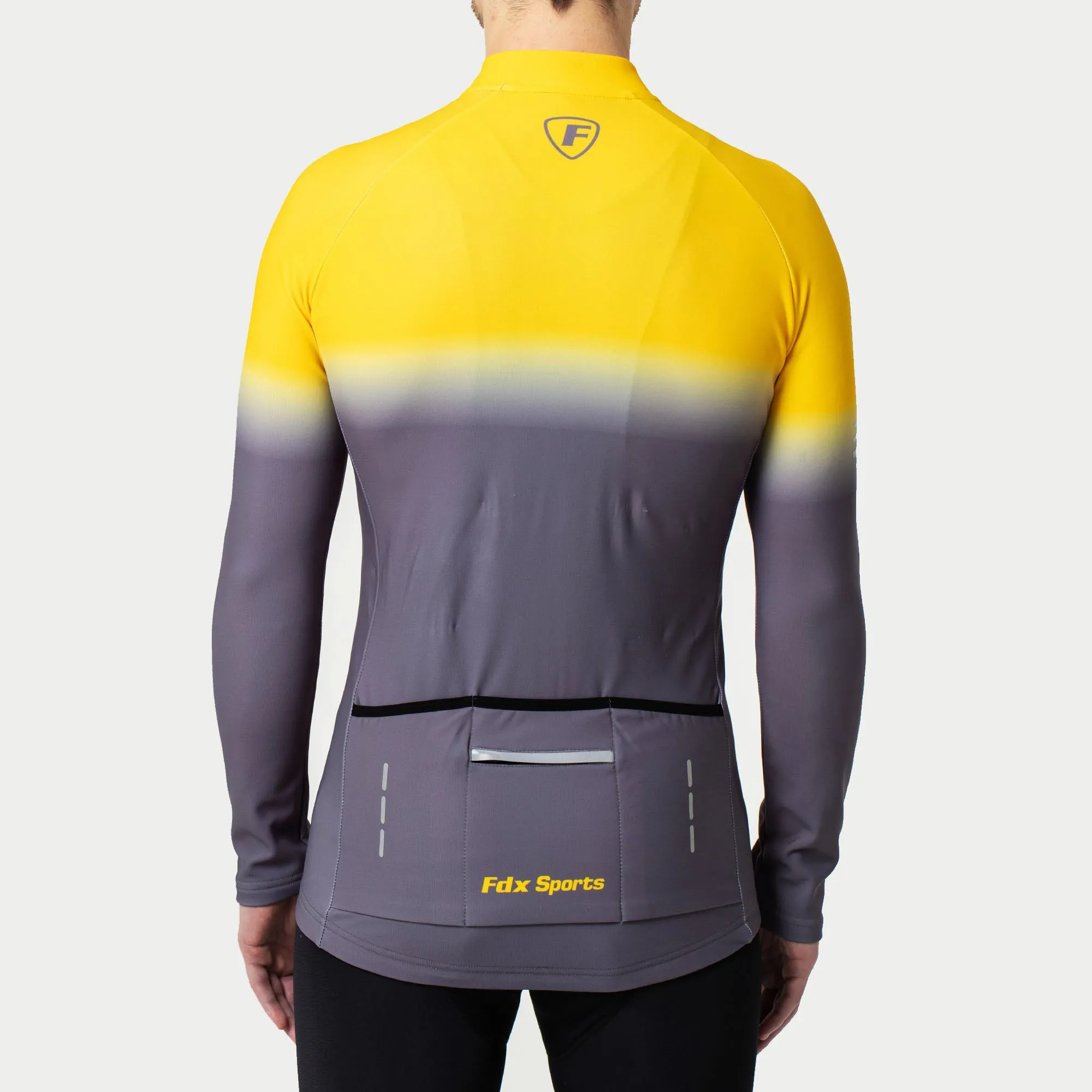 Fdx Duo Men's & Boy's Yellow / Grey Thermal Roubaix Long Sleeve Cycling Jersey