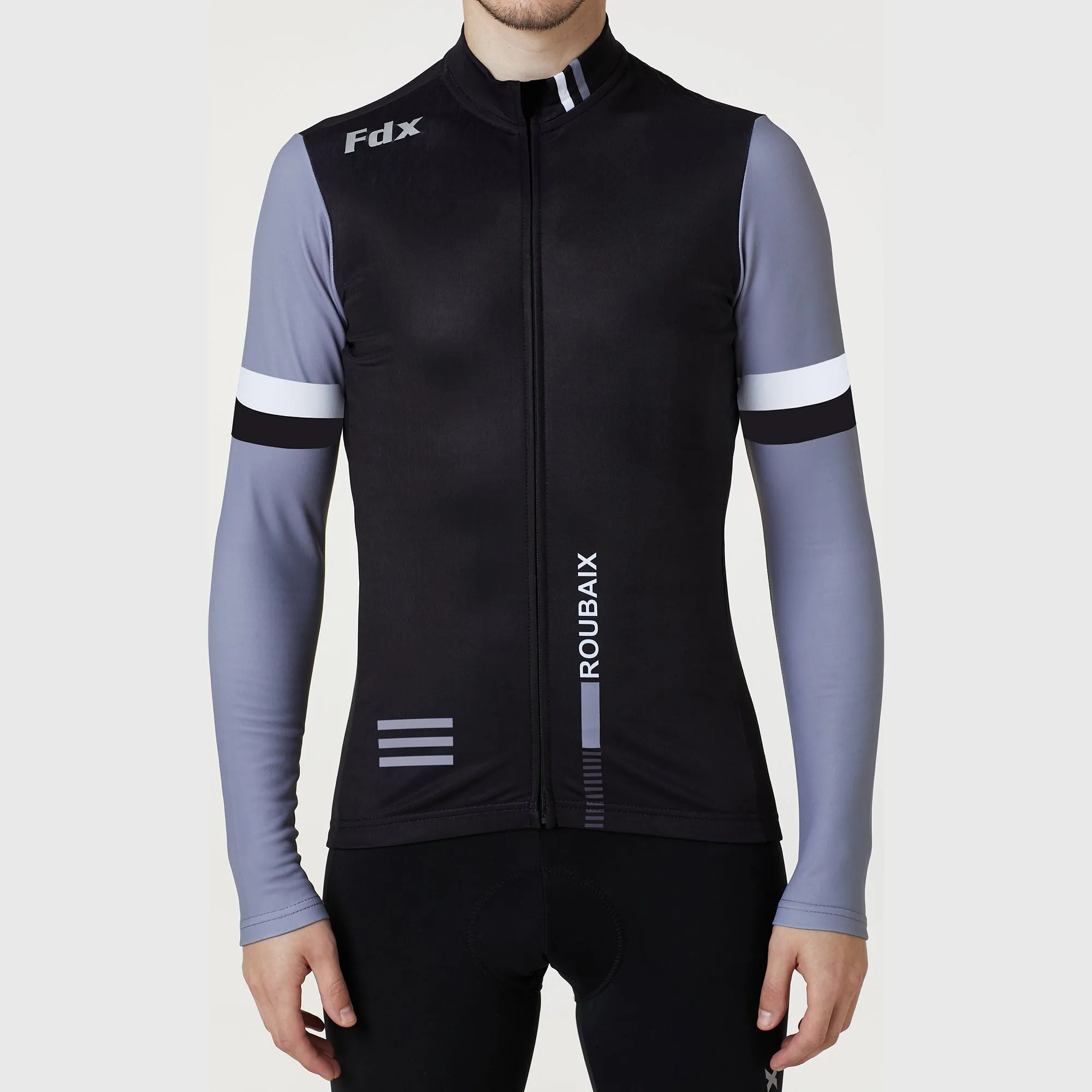 Fdx Limited Edition Men's & Boy's Black Thermal Roubaix Long Sleeve Cycling Jersey