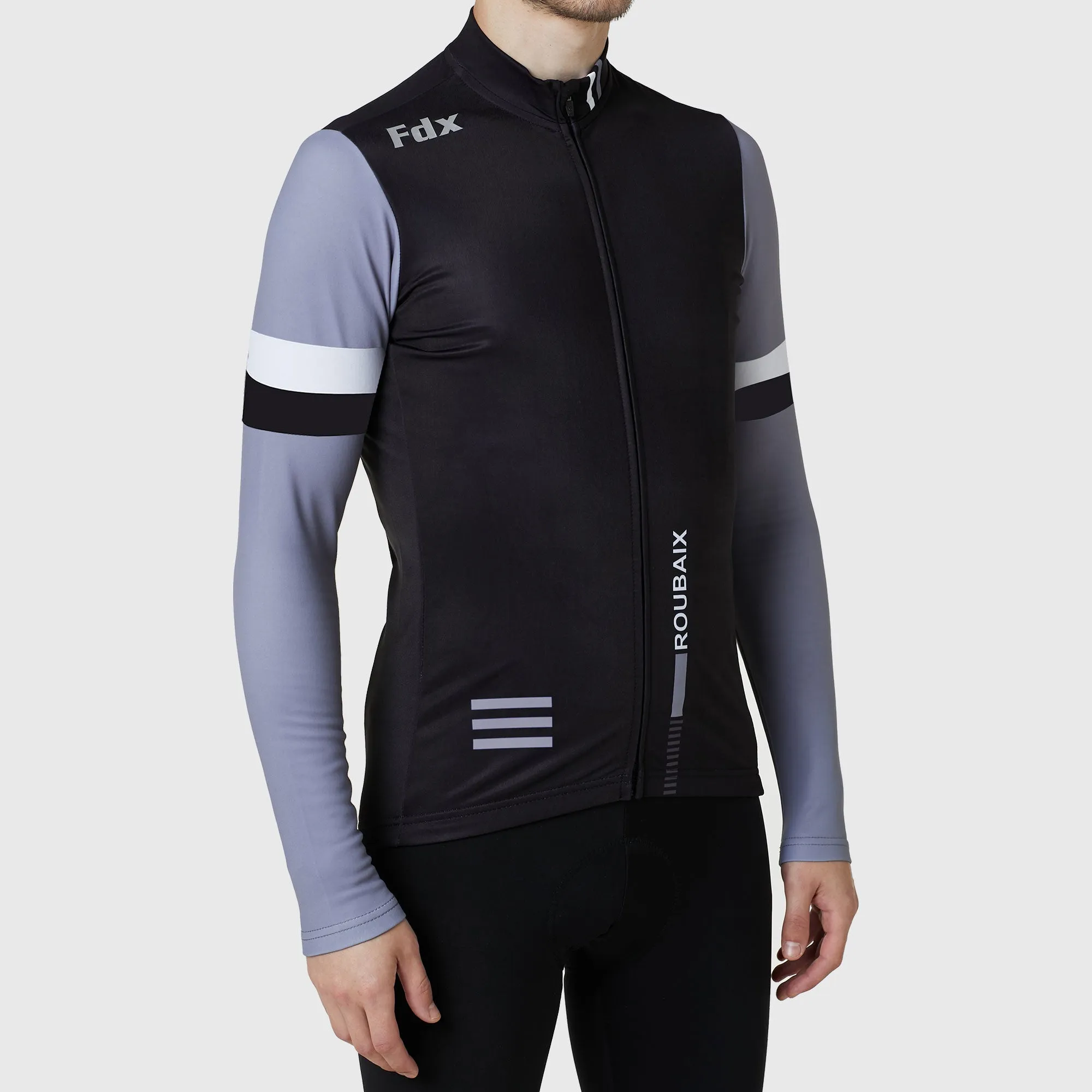 Fdx Limited Edition Men's & Boy's Black Thermal Roubaix Long Sleeve Cycling Jersey