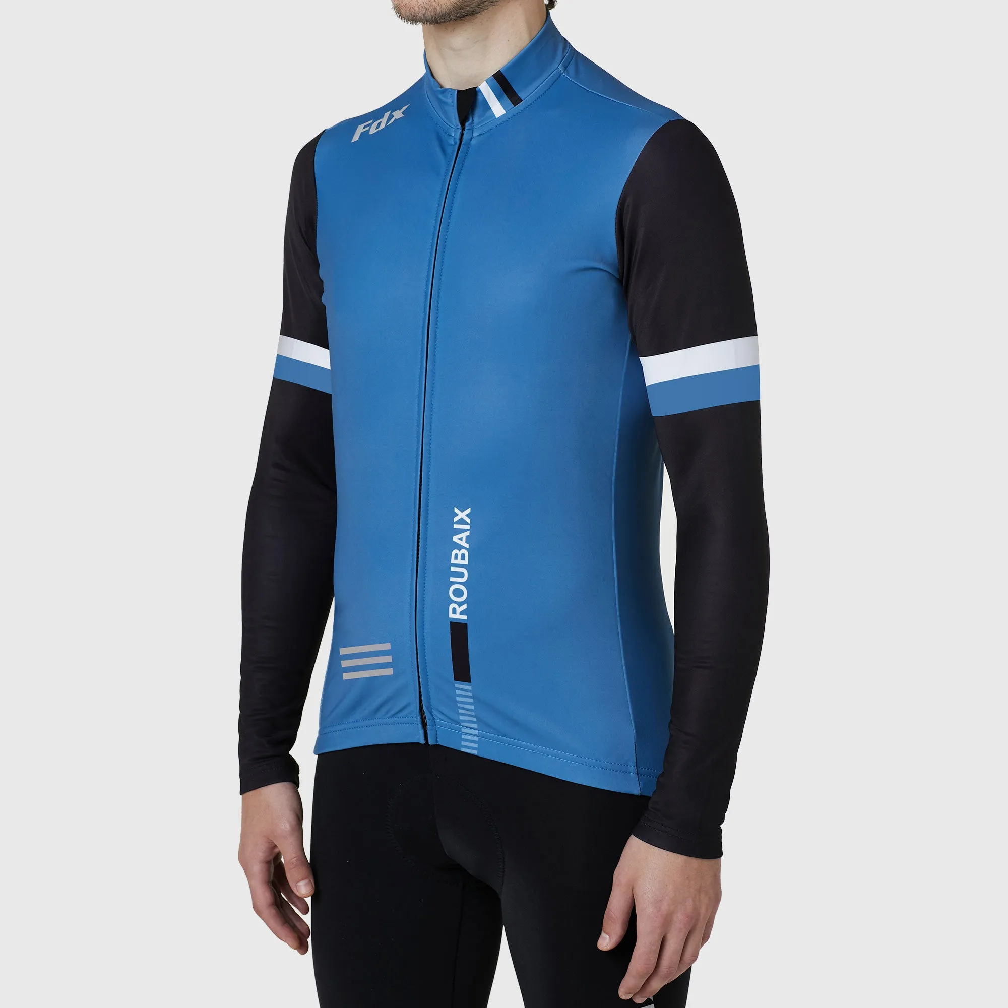 Fdx Limited Edition Men's & Boy's Blue Thermal Roubaix Long Sleeve Cycling Jersey
