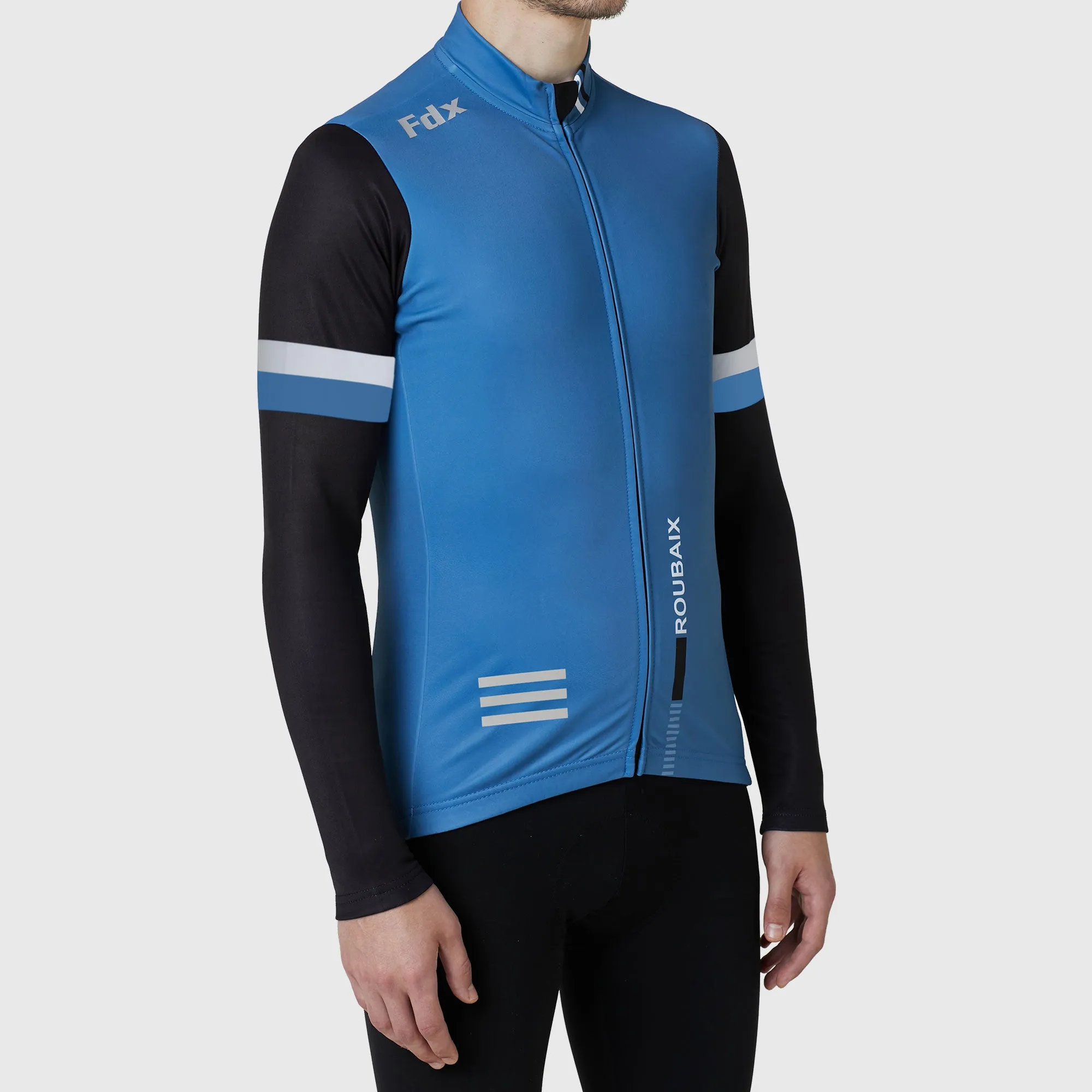 Fdx Limited Edition Men's & Boy's Blue Thermal Roubaix Long Sleeve Cycling Jersey