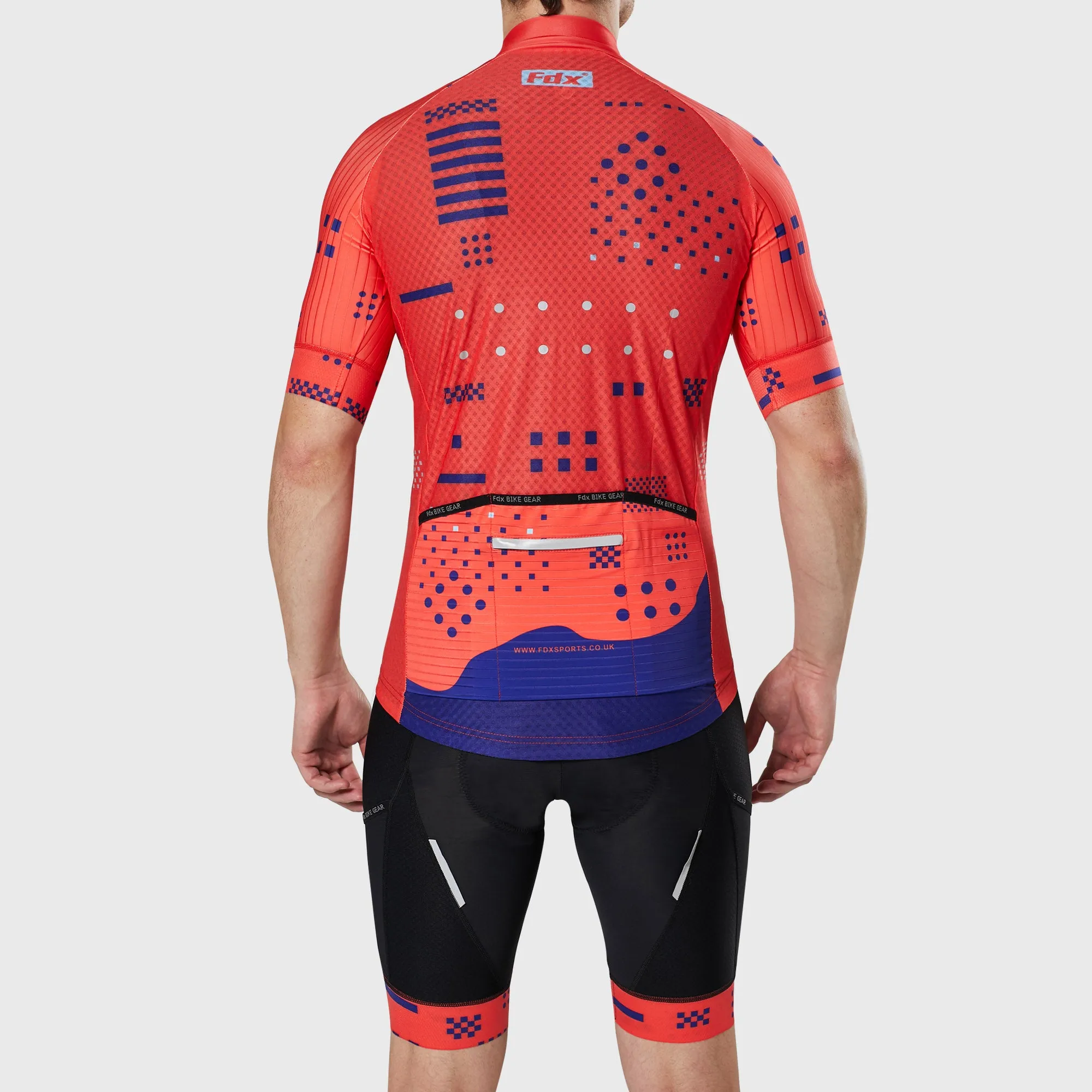 Fdx Men's & Boy's Set All Day Red Short Sleeve Jersey & Bib Shorts