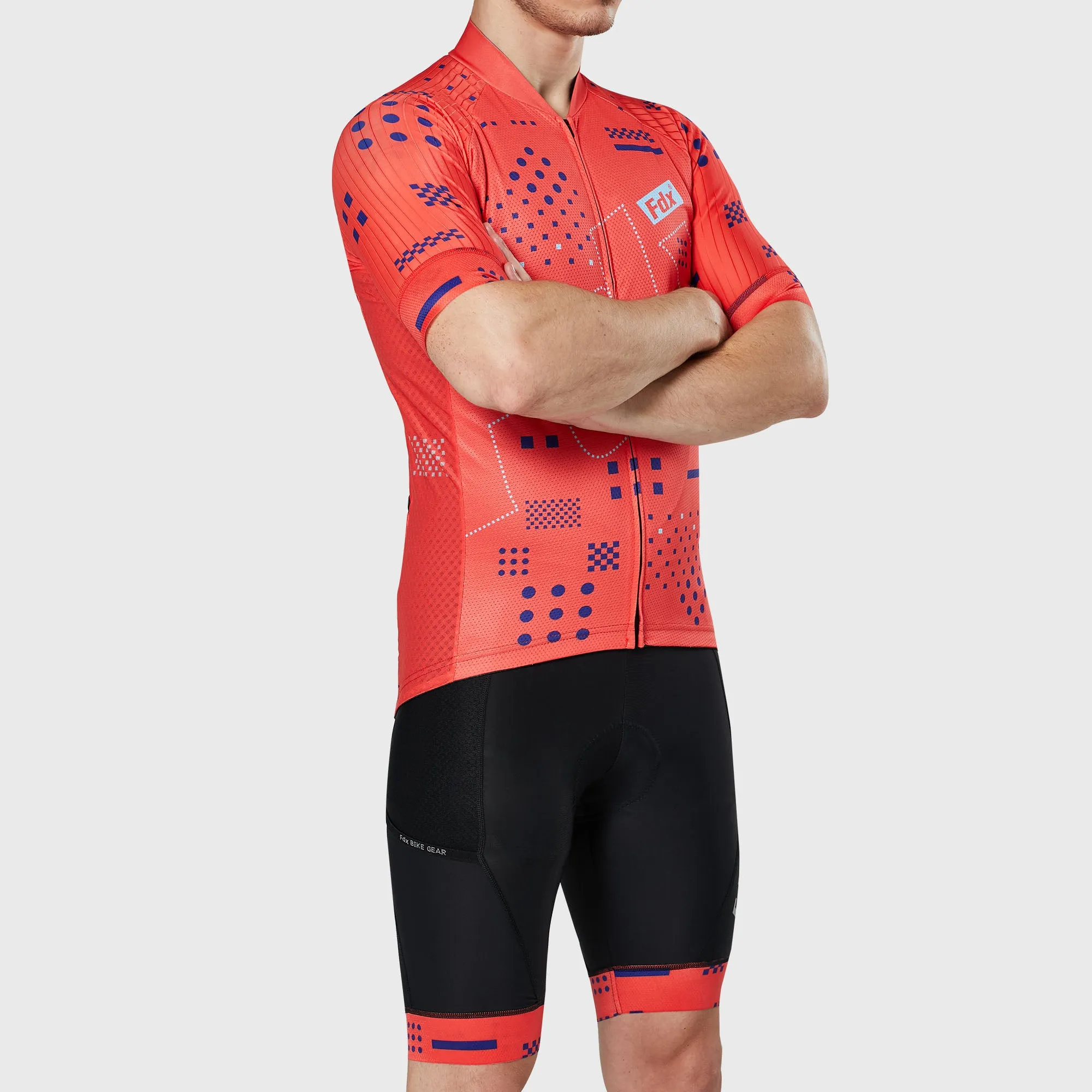 Fdx Men's & Boy's Set All Day Red Short Sleeve Jersey & Bib Shorts