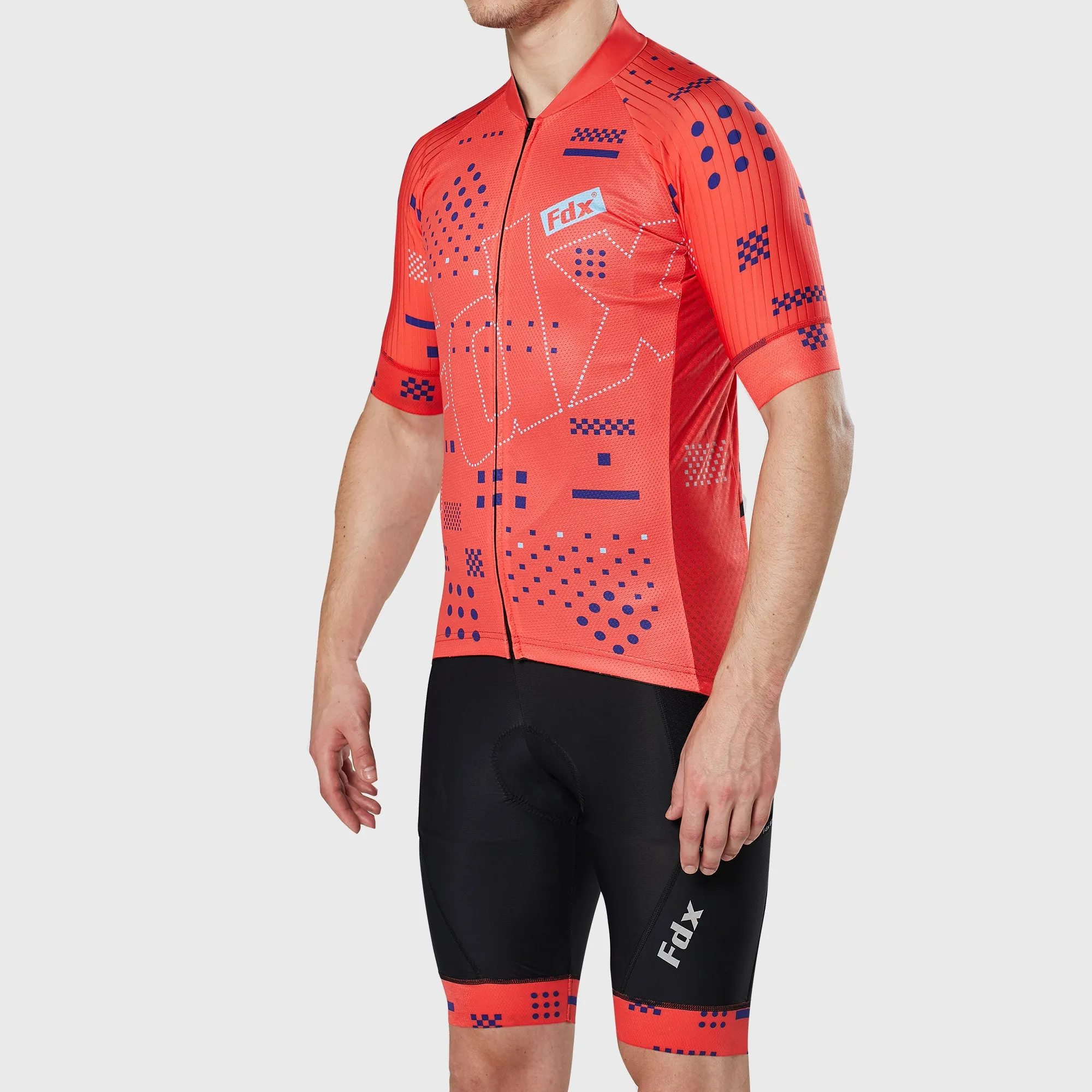 Fdx Men's & Boy's Set All Day Red Short Sleeve Jersey & Bib Shorts