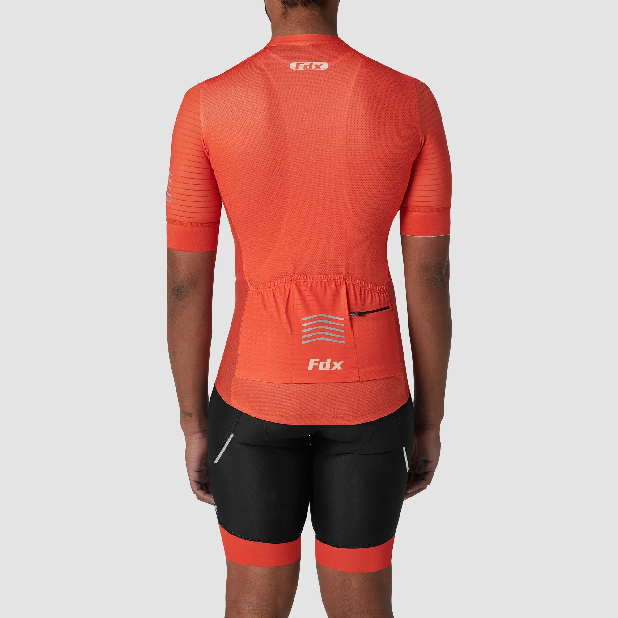 Fdx Men's & Boy's Set Essential Orange Short Sleeve Summer Cycling Jersey & Cargo Bib Shorts