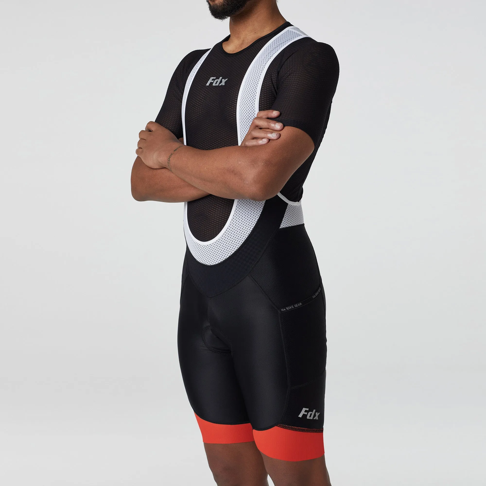 Fdx Men's & Boy's Set Essential Orange Short Sleeve Summer Cycling Jersey & Cargo Bib Shorts