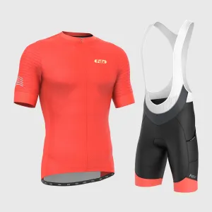 Fdx Men's & Boy's Set Essential Orange Short Sleeve Summer Cycling Jersey & Cargo Bib Shorts