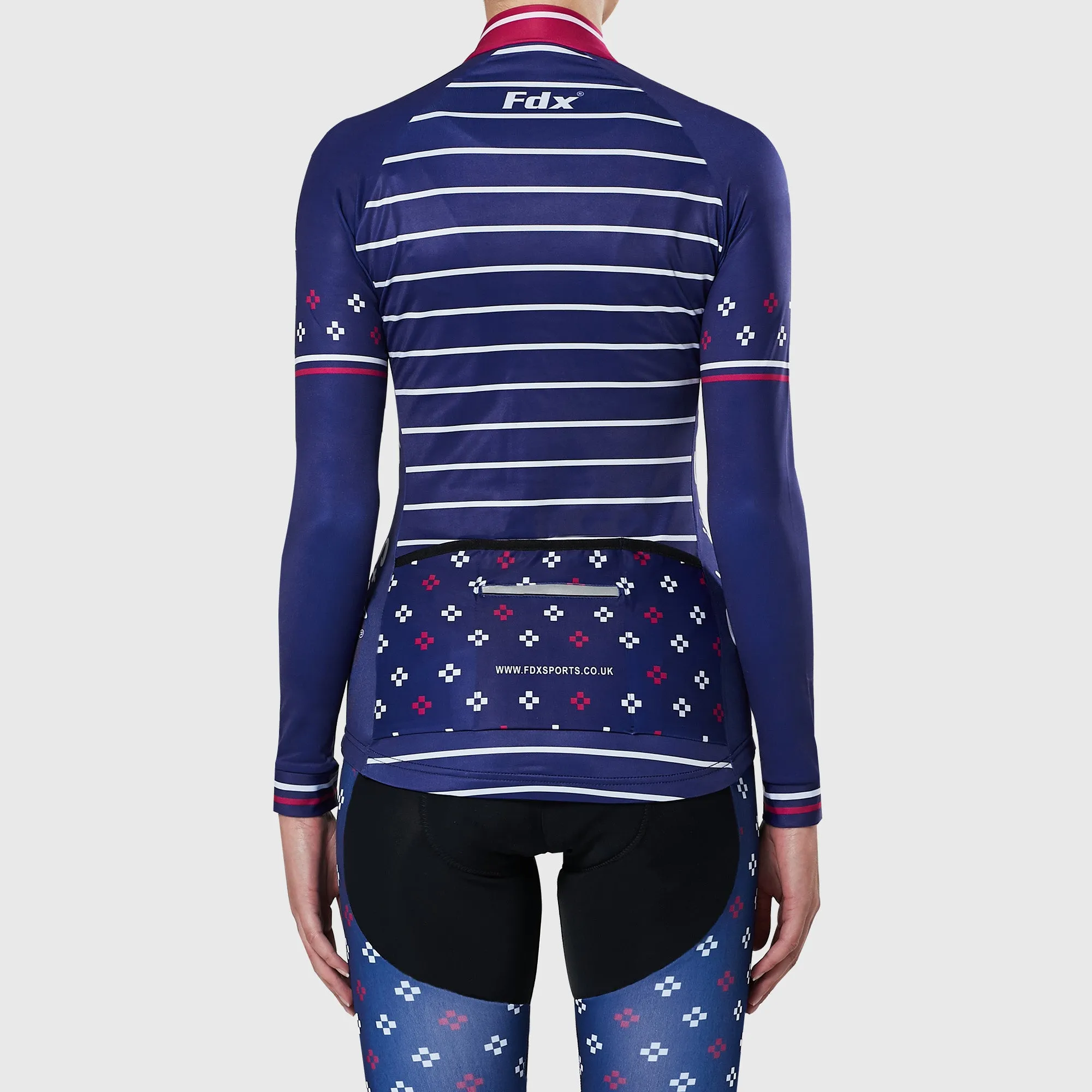 Fdx Ripple Women's & Girl's Navy Blue Thermal Roubaix Long Sleeve Cycling Jersey