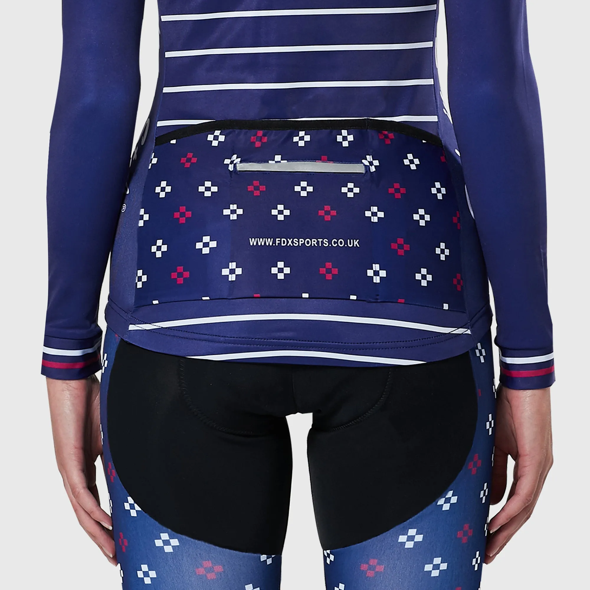 Fdx Ripple Women's & Girl's Navy Blue Thermal Roubaix Long Sleeve Cycling Jersey