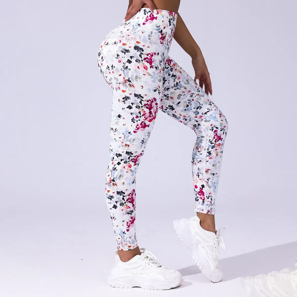 Fearless High-Rise Ribbed Floral Print Leggings