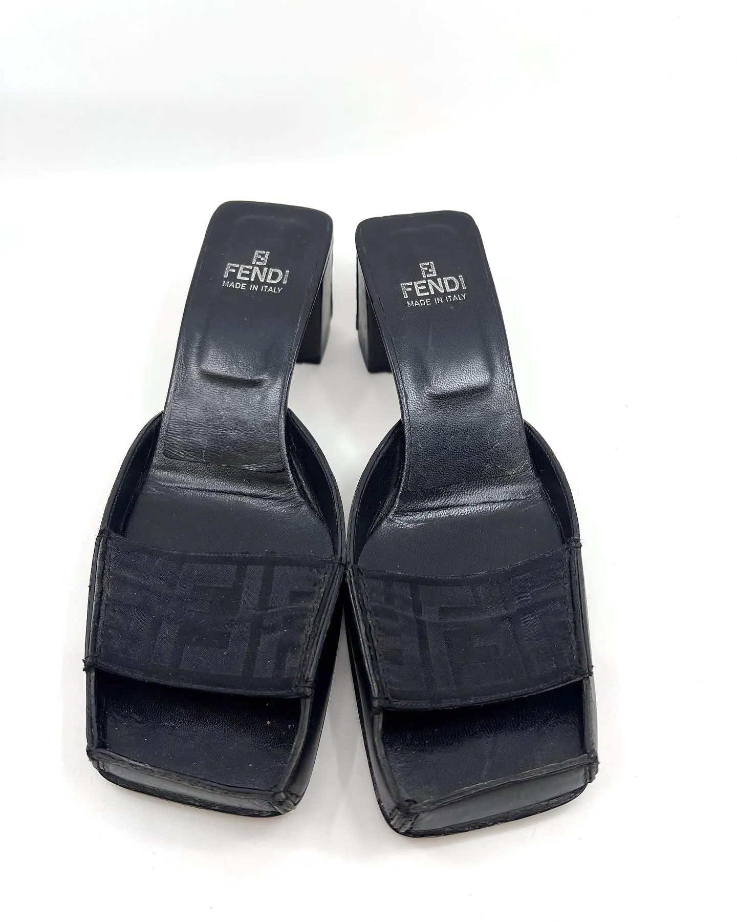 FENDI FF ZUCCA SQUARE TOE MULES