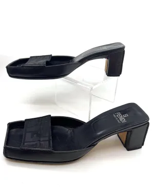 FENDI FF ZUCCA SQUARE TOE MULES