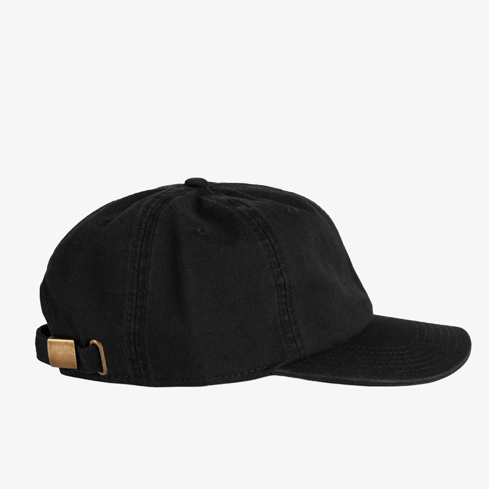 Flat Brim Strapback Cap - Black