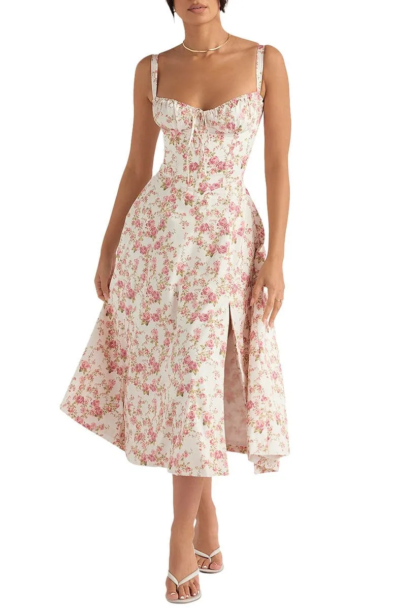 Floral Bustier Midriff Waist Shaper Dress (Buy 2 Vip Shipping)