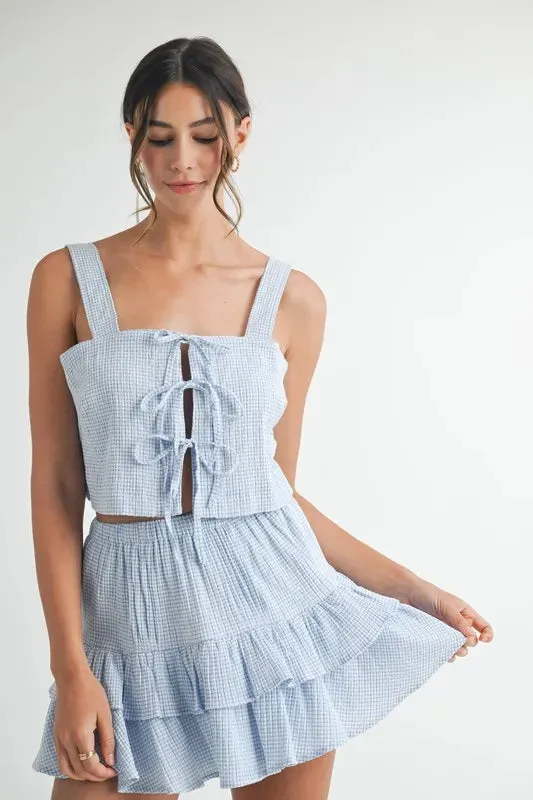 Gingham Plaid Crop Top and Mini Skirt Set
