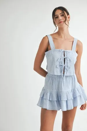 Gingham Plaid Crop Top and Mini Skirt Set