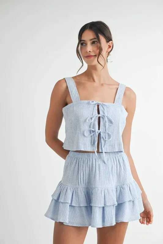 Gingham Plaid Crop Top and Mini Skirt Set