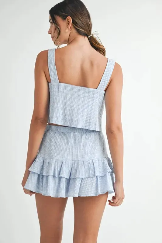 Gingham Plaid Crop Top and Mini Skirt Set
