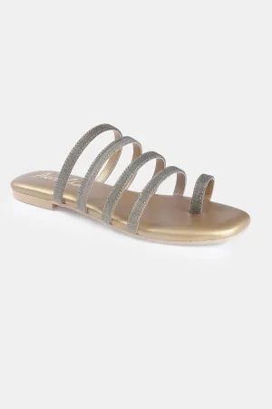 Gold Square Toe Textured Flat - ZDorris