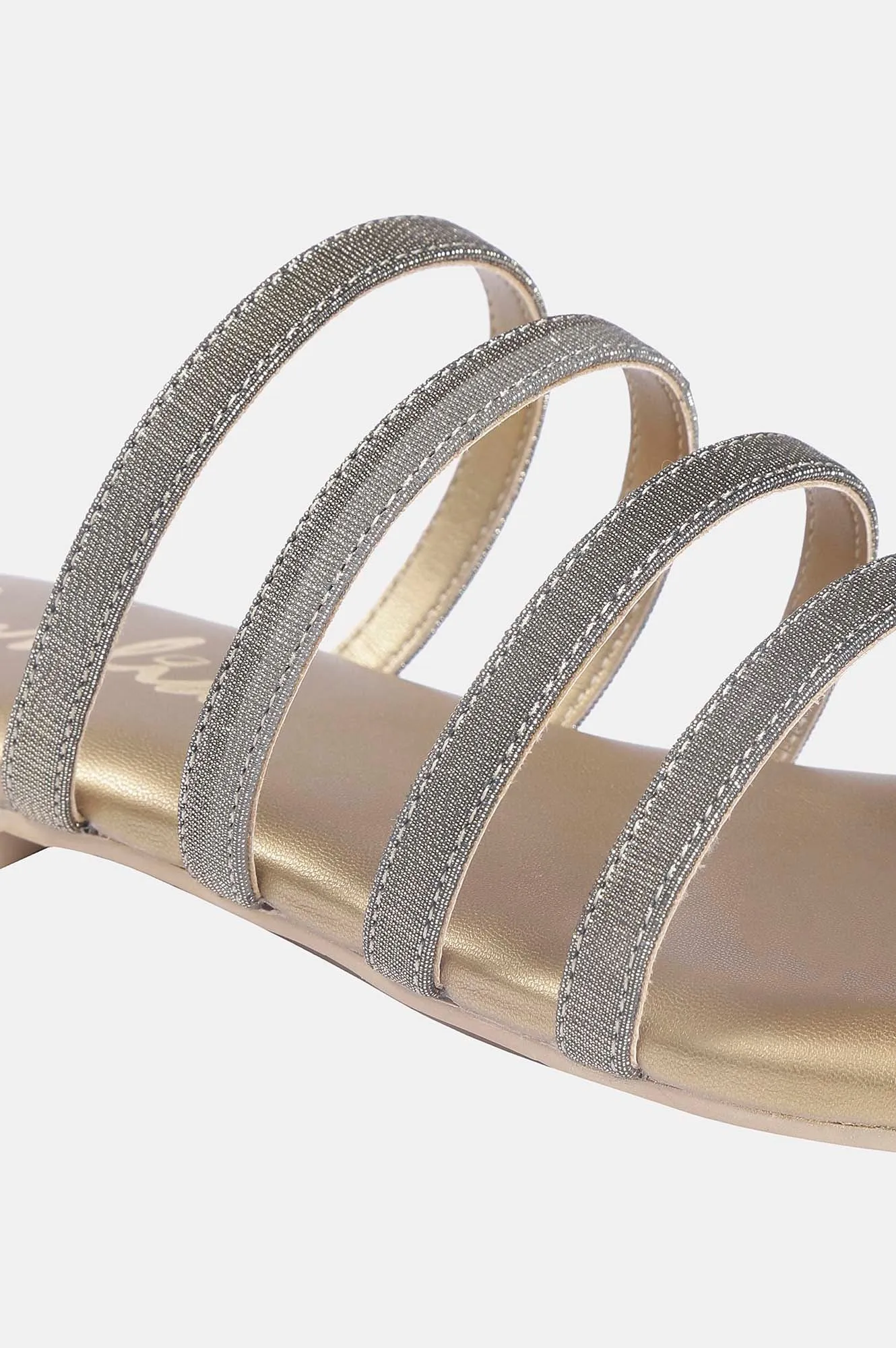 Gold Square Toe Textured Flat - ZDorris