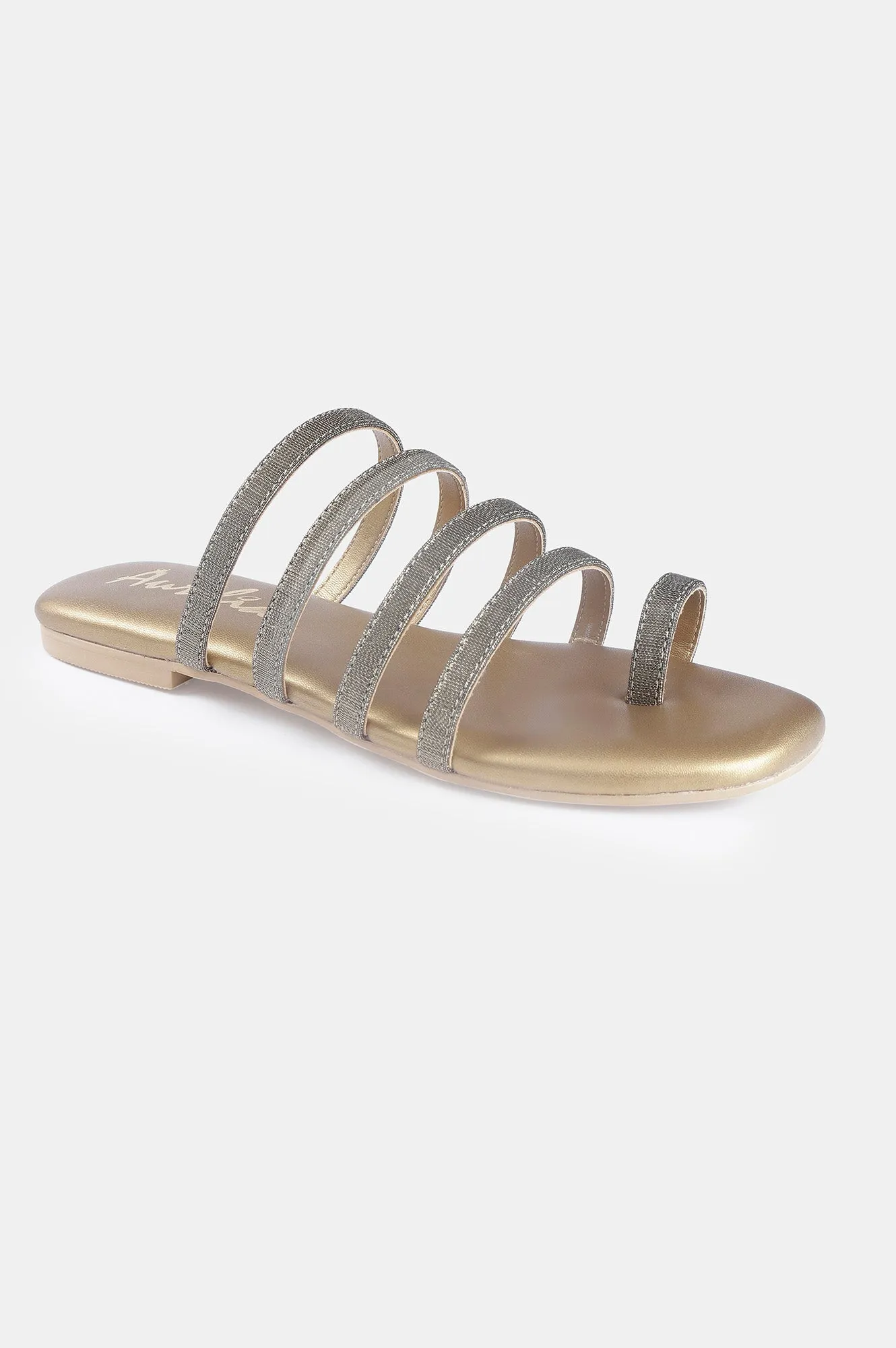 Gold Square Toe Textured Flat - ZDorris