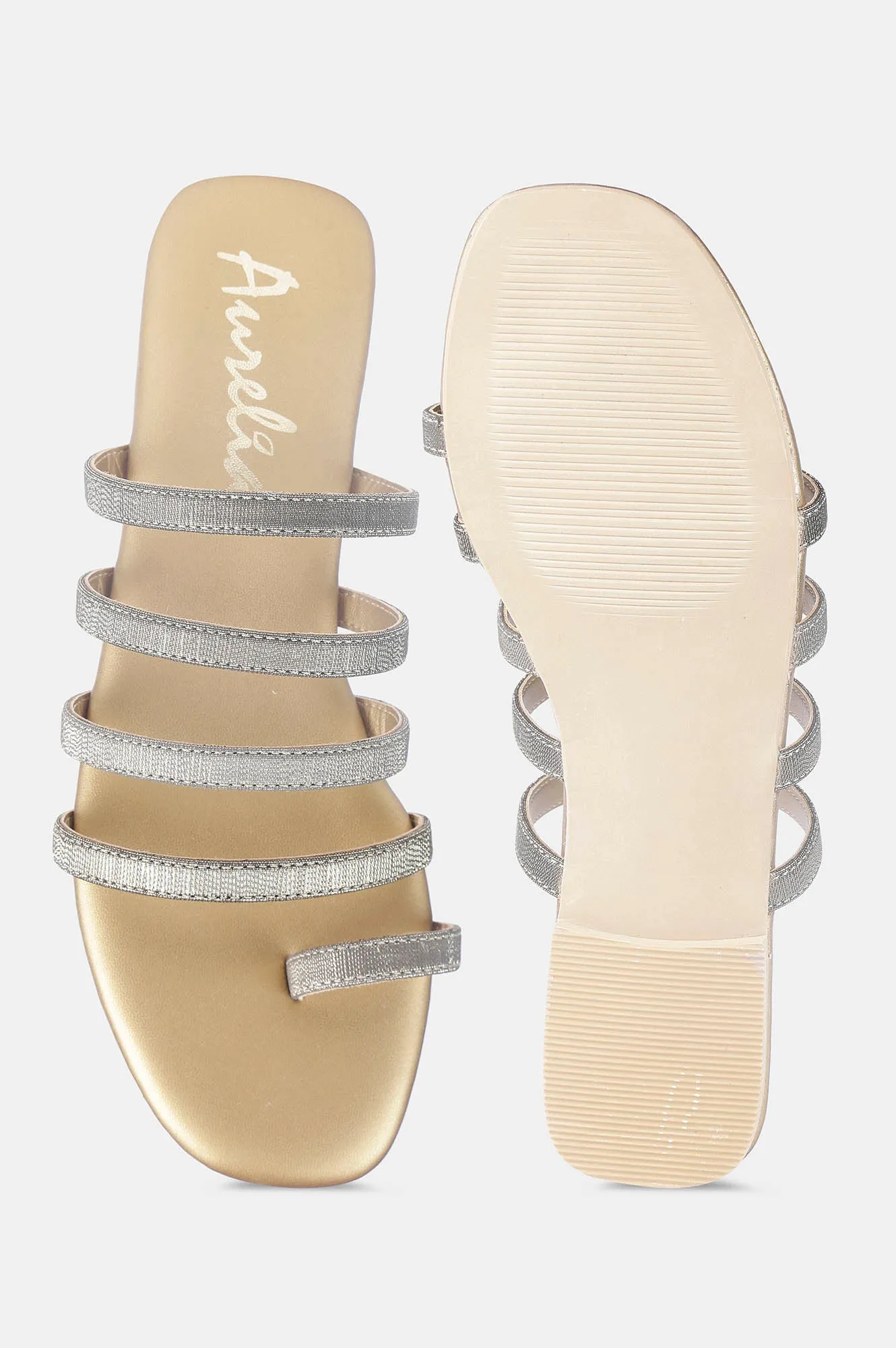 Gold Square Toe Textured Flat - ZDorris