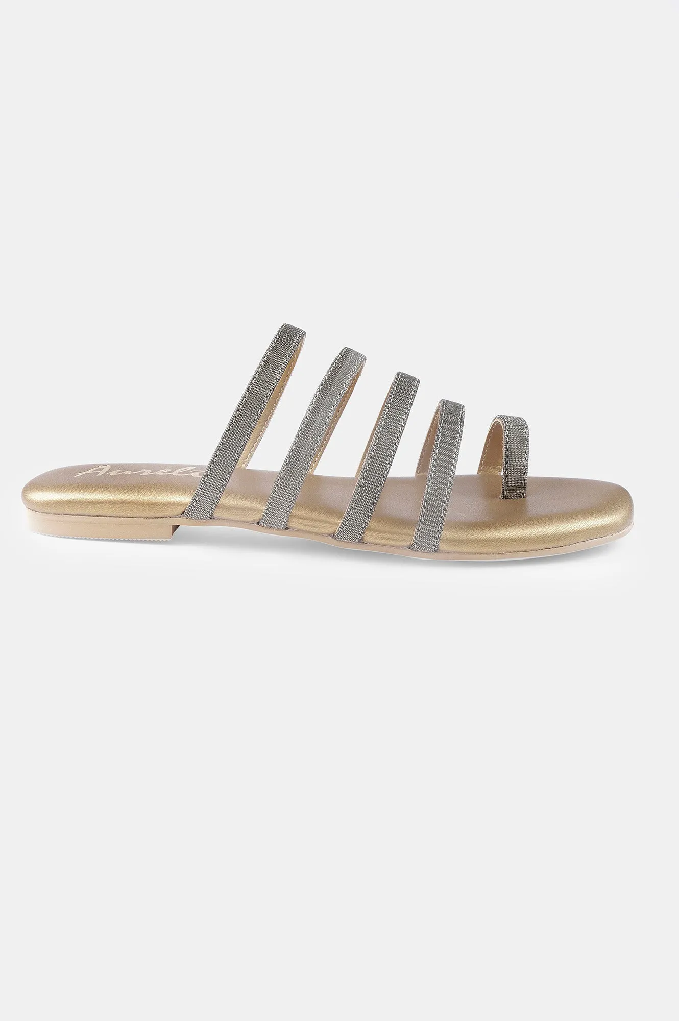 Gold Square Toe Textured Flat - ZDorris