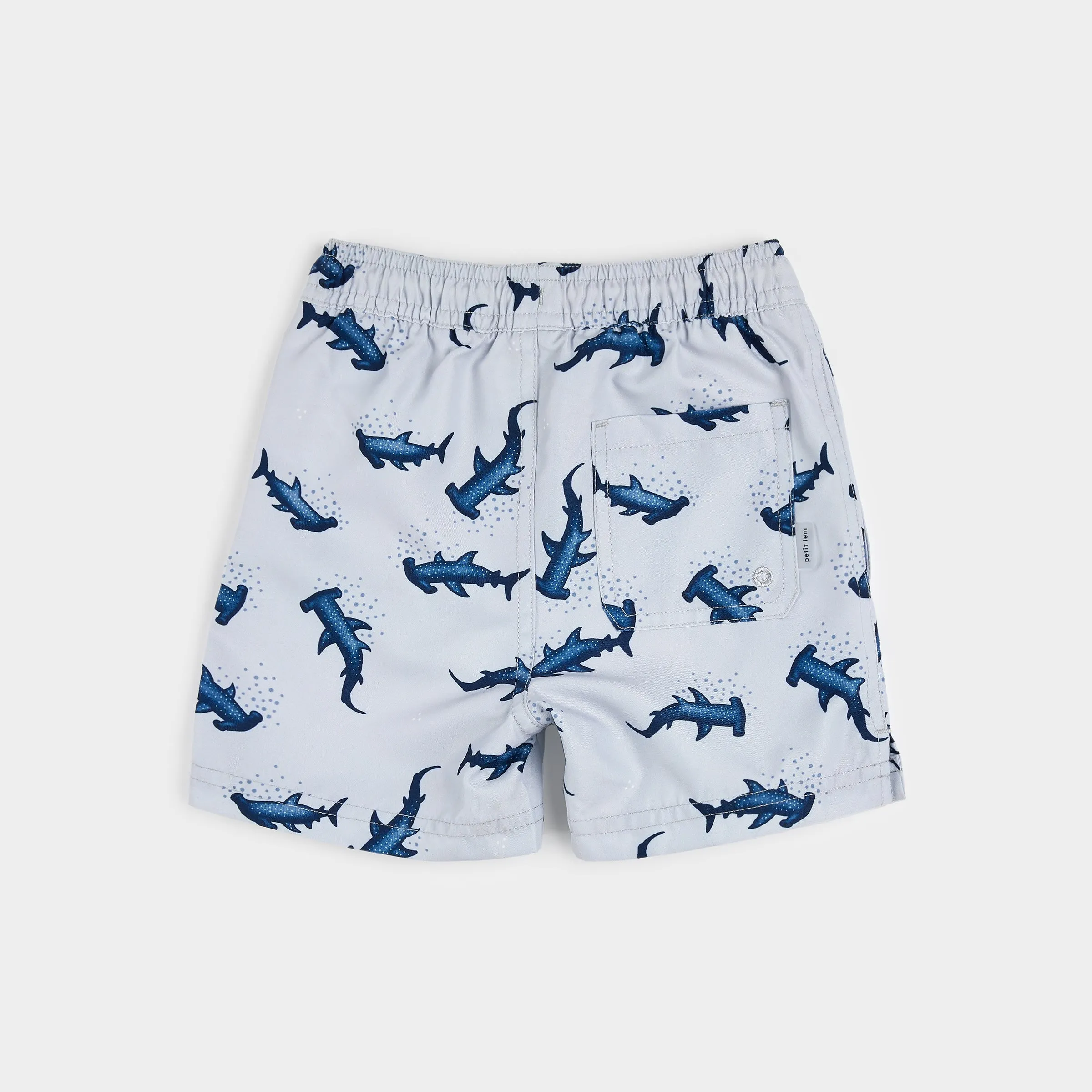 Hammerhead Shark Print on Lunar Rock Swim Trunks