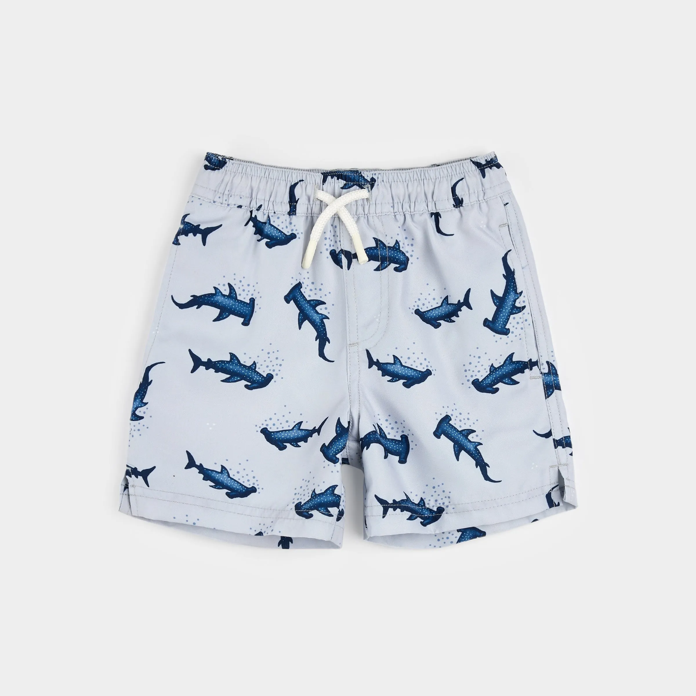 Hammerhead Shark Print on Lunar Rock Swim Trunks