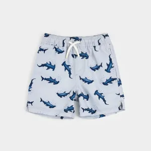 Hammerhead Shark Print on Lunar Rock Swim Trunks