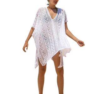 Hollow Out Tassel Bikini Coverups 3/4 Sleeve