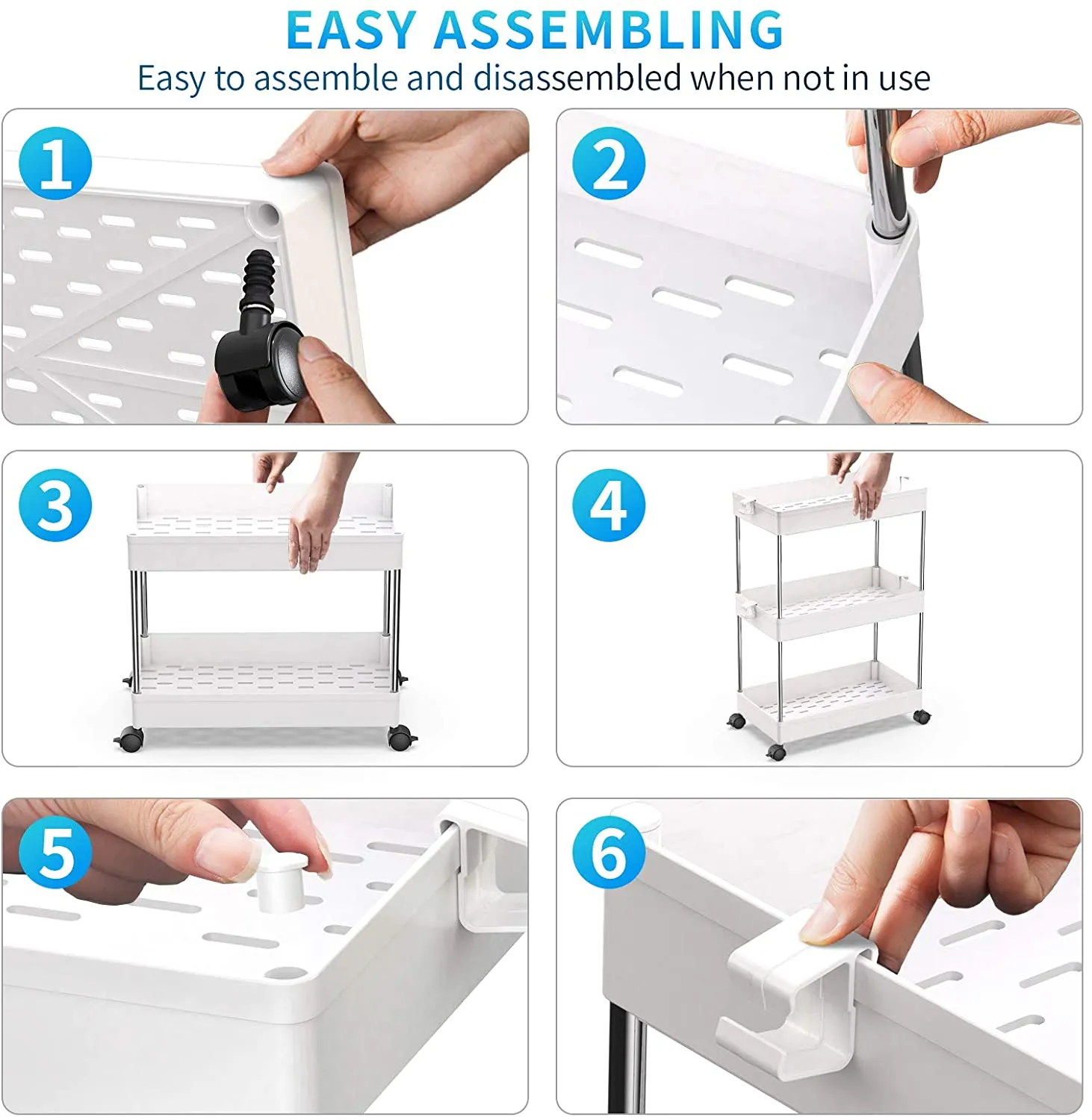 Homlly 4 Tier Mobile Storage Utility Cart Rack with Wheels