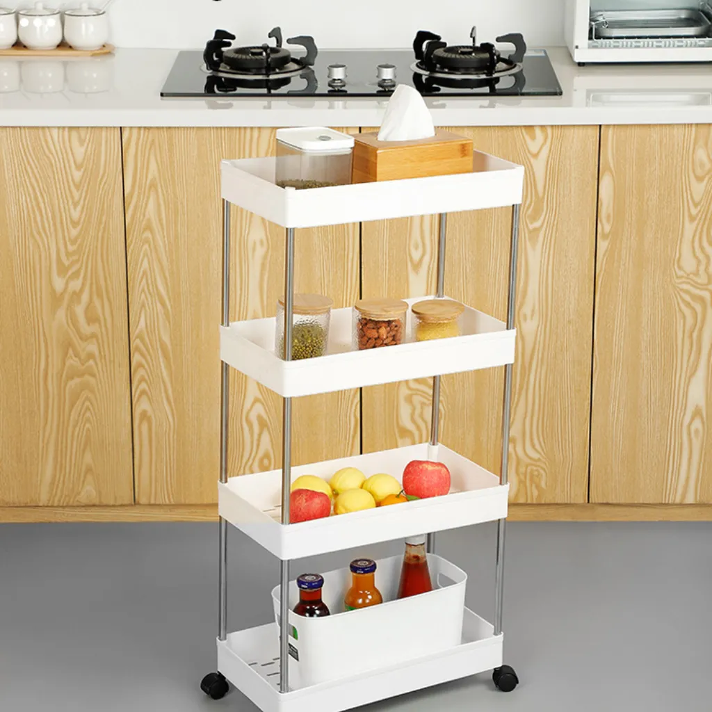 Homlly 4 Tier Mobile Storage Utility Cart Rack with Wheels
