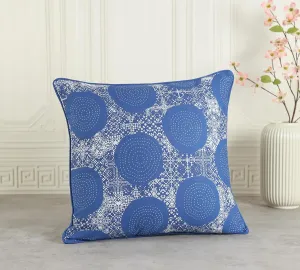 India Circus by Krsnaa Mehta Beryl Indigo Multicolor Printed Decorative Cotton Poplin Cushion Pillow Cover for Couch, Sofa, Bed Set of 1 Single Pcs (12 x 12 Inches)